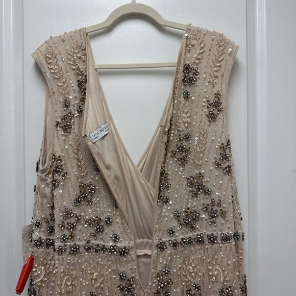 MAC DUGGAL Plus Size 24 Beige 93575 Embellished A-Line Evening Gown Dress $998 - Picture 12 of 16